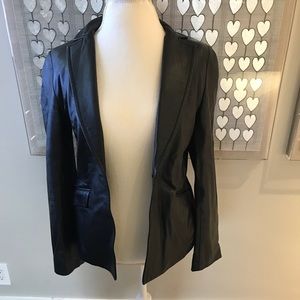 BCBG BLACK LEATHER SLIM BLAZER